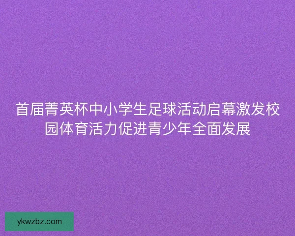 首届菁英杯中小学生足球活动启幕激发校园体育活力促进青少年全面发展